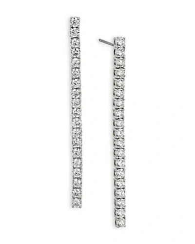 Nadri Perfect Tennis Cubic Zirconia Linear Drop Earrings In Rhodium Plated In Silver