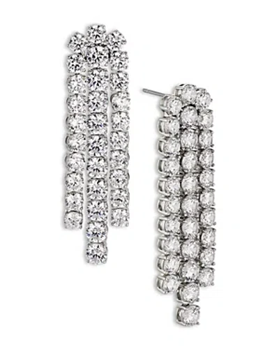 Nadri Perfect Tennis Cubic Zirconia Wide Chandelier Earrings In Rhodium Plated In Silver