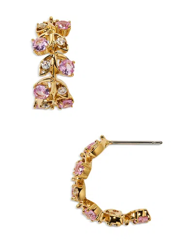 Nadri Pink Cubic Zirconia Adorn J Hoop Earrings In Gold