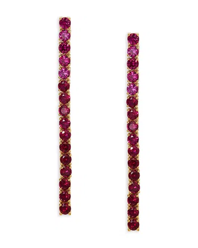 Nadri Pink Cubic Zirconia Linear Drop Earrings In Gold