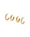 Nadri Polished Cubic Zirconia Bezel Small Hoop Earrings, Set Of 2 In Gold