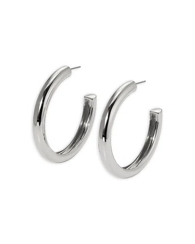Nadri Polished Large C Hoop Earrings In Silver
