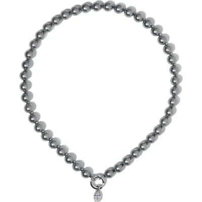 Nadri Poppy Charm Ring Necklace In Gray