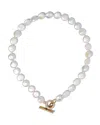 Nadri Poppy Cultured Freshwater Pearl Coin Collar Necklace, 17 In White