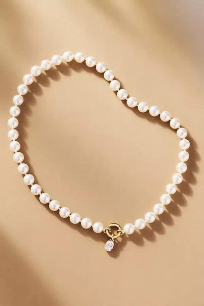 Nadri Poppy Pearl Charm Necklace In Gold