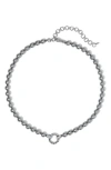 Nadri Poppy Twist Ring Necklace In Silver
