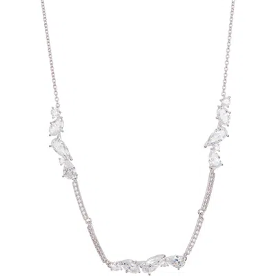 Nadri Posy Short Single Collar Necklace In Rhodium