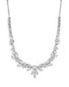 Nadri Prima Cubic Zirconia Cluster Statement Necklace In Rhodium Plated, 16-18 In Rhodium