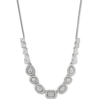 Nadri Radiant Cubic Zirconia Frontal Necklace In Rhodium