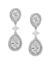 Nadri Radiant Cubic Zirconia Halo Double Drop Earrings In Rhodium Plated In Silver
