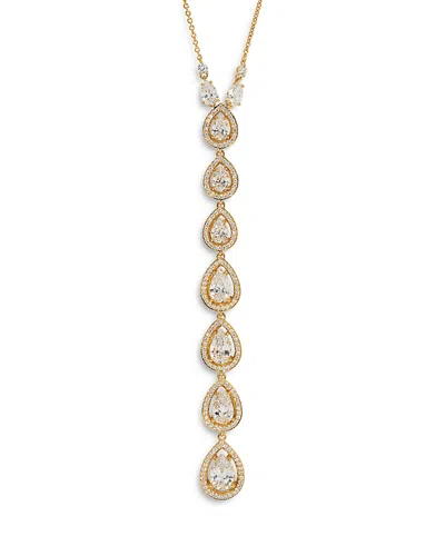 Nadri Radiant Cubic Zirconia Halo Lariat Necklace, 15-18 In Gold