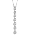 Nadri Radiant Cubic Zirconia Halo Lariat Necklace, 15-18 In Silver