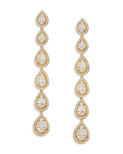 Nadri Radiant Cubic Zirconia Halo Linear Drop Earrings In Gold
