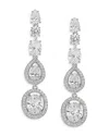 Nadri Radiant Cubic Zirconia Halo Linear Drop Earrings In Rhodium Plated In Silver