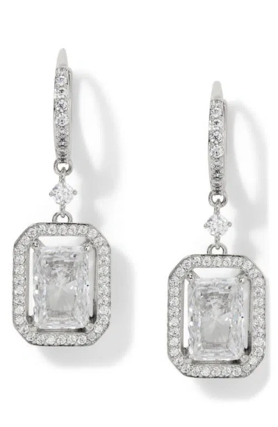 Nadri Radiant Halo Drop Earrings In Rhodium