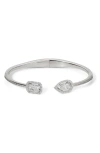 Nadri Radiant Halo Open Bangle Bracelet In Rhodium