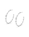 Nadri Rare Jewels Cubic Zirconia C Hoop Earrings In Rhodium Plated In Silver