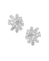 Nadri Rare Jewels Cubic Zirconia Cluster Large Stud Earrings In Rhodium Plated In Silver