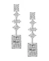 Nadri Rare Jewels Cubic Zirconia Linear Drop Earrings In Rhodium Plated