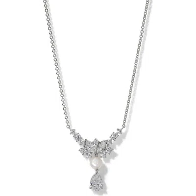 Nadri Ravish Cubic Zirconia & Genuine Pearl Frontal Necklace