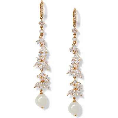 Nadri Ravish Cubic Zirconia & Pearl Linear Drop Earrings