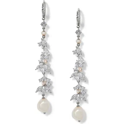 Nadri Ravish Cubic Zirconia & Pearl Linear Drop Earrings