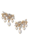 Nadri Ravish Lobe Imitation Pearl Fringe Earrings In Gold
