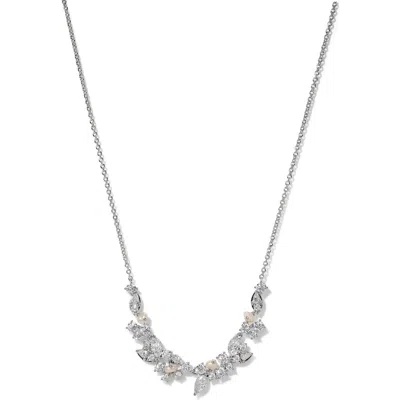 NADRI NADRI RAVISH LAUREL CUBIC ZIRCONIA & CULTURED PEARL FRONTAL NECKLACE