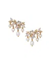 Nadri Ravish Lobe Imitation Pearl Fringe Earrings In Gold