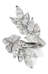 Nadri Ravish Vine Cubic Zirconia Ring In Rhodium