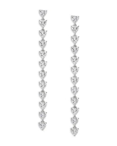 Nadri Real Love Heart Cubic Zirconia Linear Drop Earrings In Rhodium