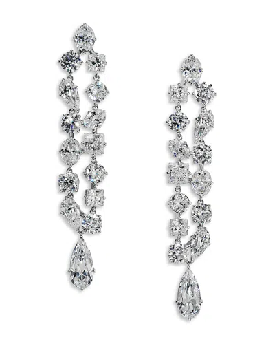 Nadri Riveria Cubic Zirconia Double Linear Earrings In Silver