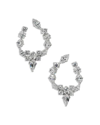 Nadri Riviera Cubic Zirconia Front To Back Earrings In Silver