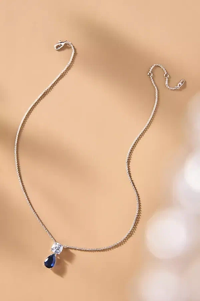 Nadri Rockstars Blue Pear Drop Necklace In Silver