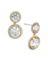 Nadri Round Double Halo Drop Earrings In 18k Gold Plated Or Rhodium Plated In Gold