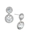 Nadri Round Double Halo Drop Earrings In 18k Gold Plated Or Rhodium Plated In Silver