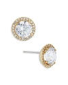 Nadri Round Halo Stud Earrings In Clear/gold