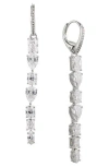 Nadri Rsvp Mixed Cubic Zirconia Linear Drop Earrings In Rhodium Plated In Rhodium