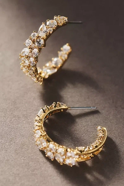 Nadri Runway Cluster Hoop Earrings In Gold