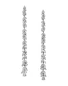 Nadri Sav Cubic Zirconia Cluster Linear Drop Earrings In Rhodium Plated In Silver
