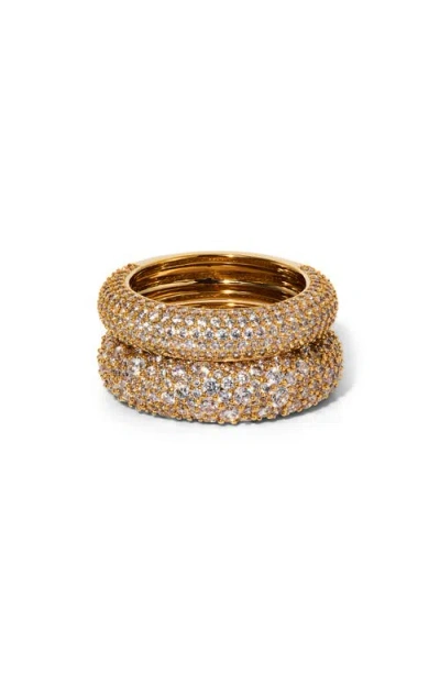 Nadri Set Of 2 Crushed Cubic Zirconia Stacking Rings In Gold