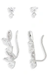Nadri Set Of 2 Lavande Earrings In Silver