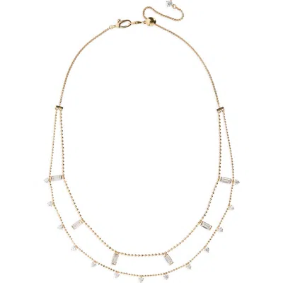Nadri Shaky Cubic Zirconia Charm Double Row Necklace In Gold