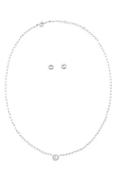 Nadri Shimmer Cubic Zirconia Solitaire Necklace & Stud Earrings Set