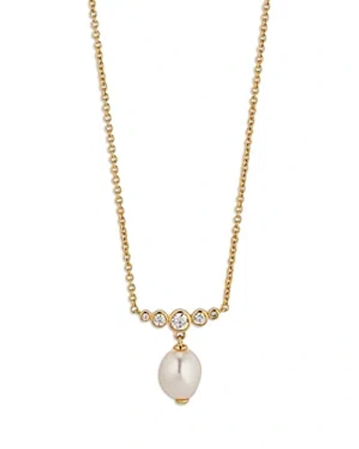 Nadri Siren Cubic Zirconia & Cultured Freshwater Pearl Pendant Necklace, 16-18 In Gold