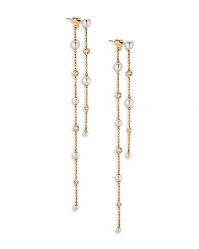 Nadri Siren Cubic Zirconia & Imitation Pearl Front To Back Earrings In 18k Gold Plated In Gold/white