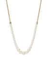 Nadri Siren Cubic Zirconia & Imitation Pearl Statement Necklace In 18k Gold Plated, 15-18 In White/gold