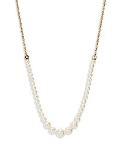 Nadri Siren Cubic Zirconia & Imitation Pearl Statement Necklace In 18k Gold Plated, 15-18