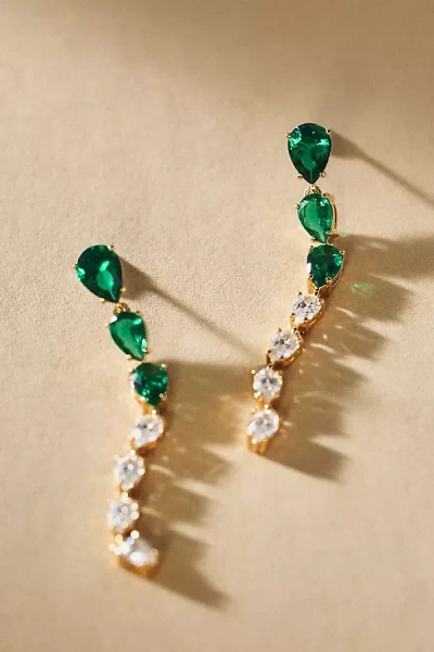 Nadri Social Lights Linear Drop Earrings In Green