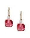 Nadri Soleil Cubic Zirconia Clear & Color Cushion Drop Earrings In Gold/pink